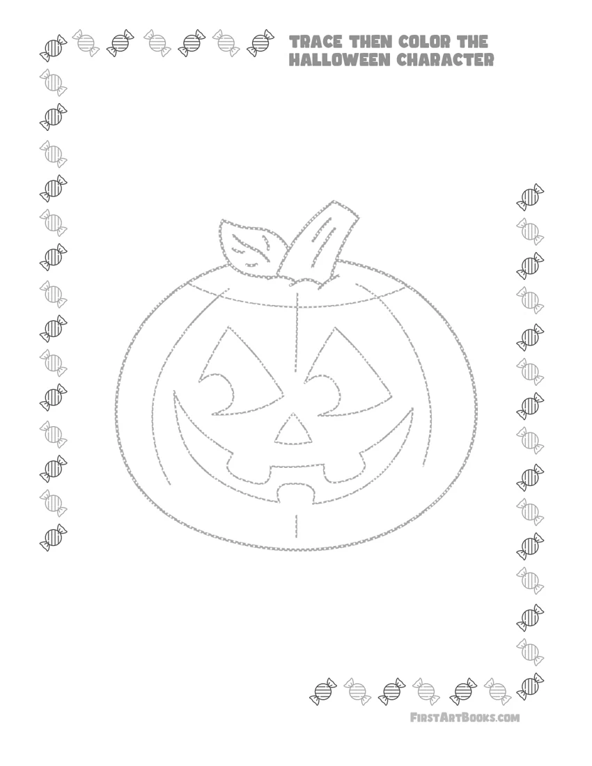 Pumpkin Tracing and Coloring Page preview