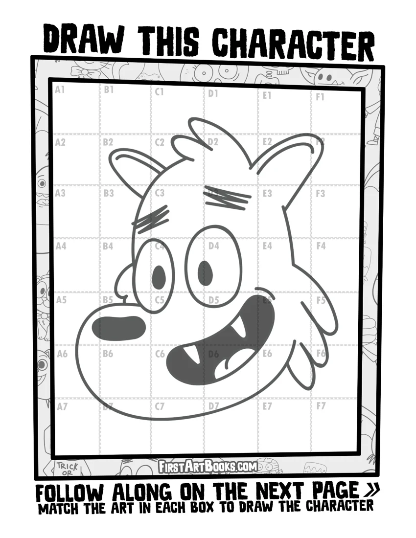 Cartoon Werewolf Grid Drawing preview